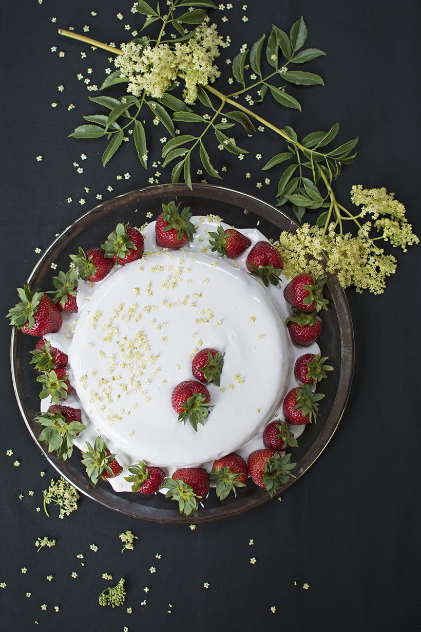 Strawberry Elderberry Flower Cake