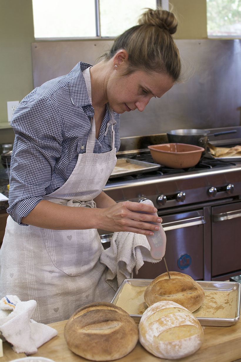 Maggie Checking bread temp